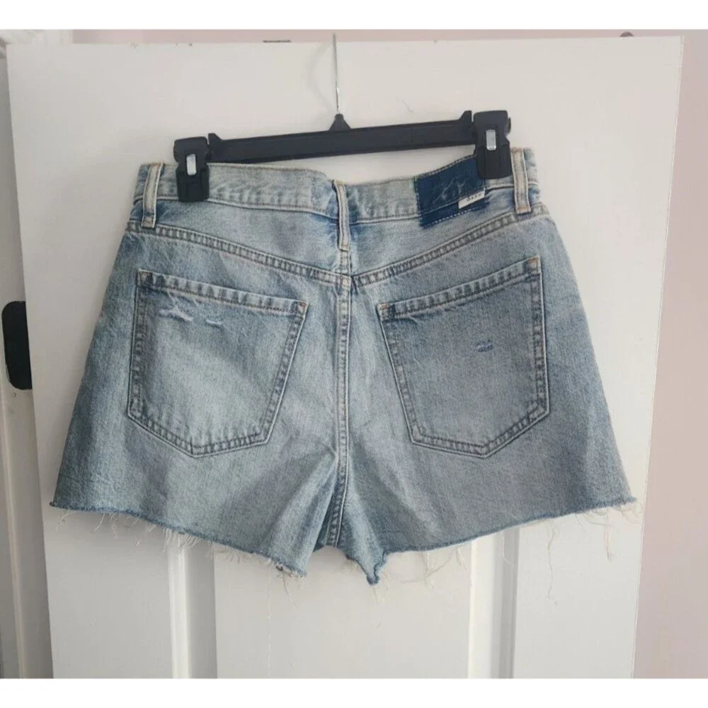 DAZE Denim Cutoff Shorts Womens Size 27 Small Light Wash High Rise Raw Hem NEW - Picture 2 of 10